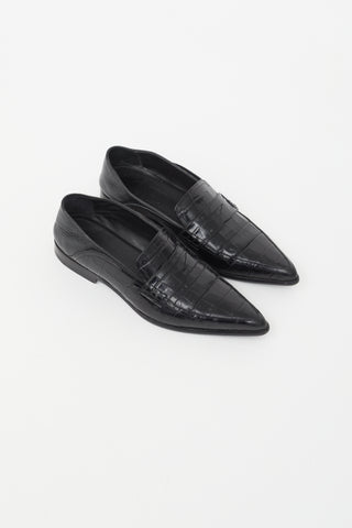 Loewe Black Embossed Leather Loafer