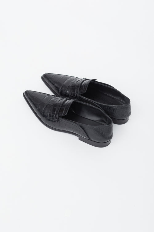 Loewe Black Embossed Leather Loafer