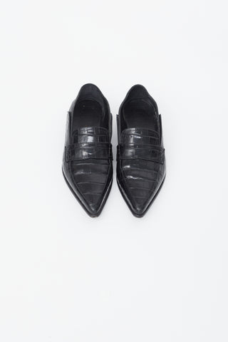 Loewe Black Embossed Leather Loafer