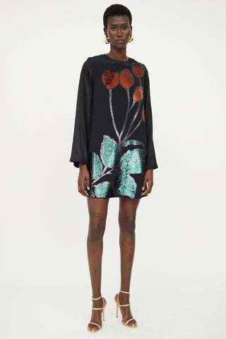 Loewe Black Emroidered Silk Dress