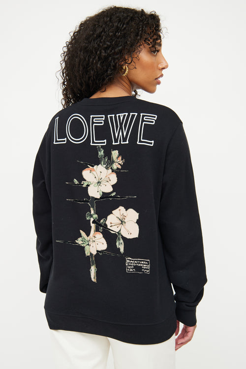 Loewe Black Botanical Long Sleeve Sweatershirt