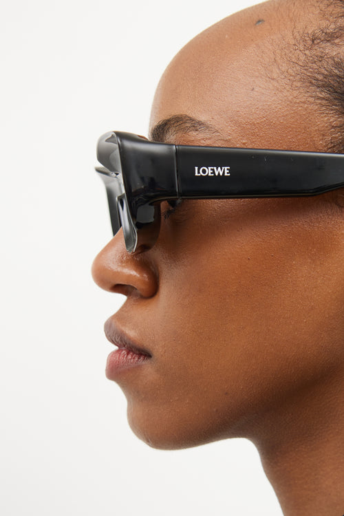 Loewe Black Anagram Rectangular Sunglasses