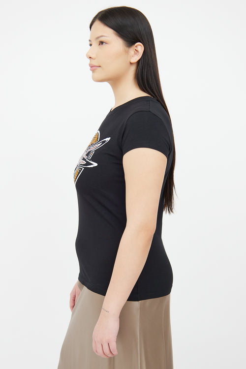 Black Embellished Logo T-Shirt Loewe