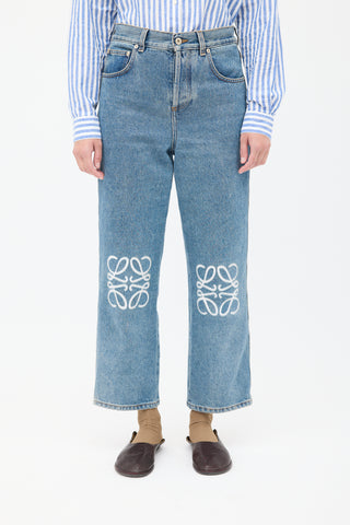 Loewe Light Wash Anagram High Waisted Cropped Jeans