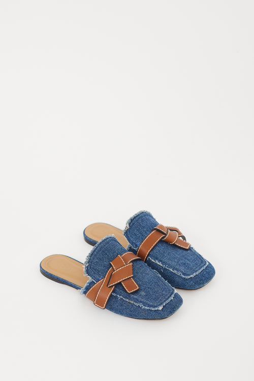 Loewe Blue 
Brown Denim Gate Mule