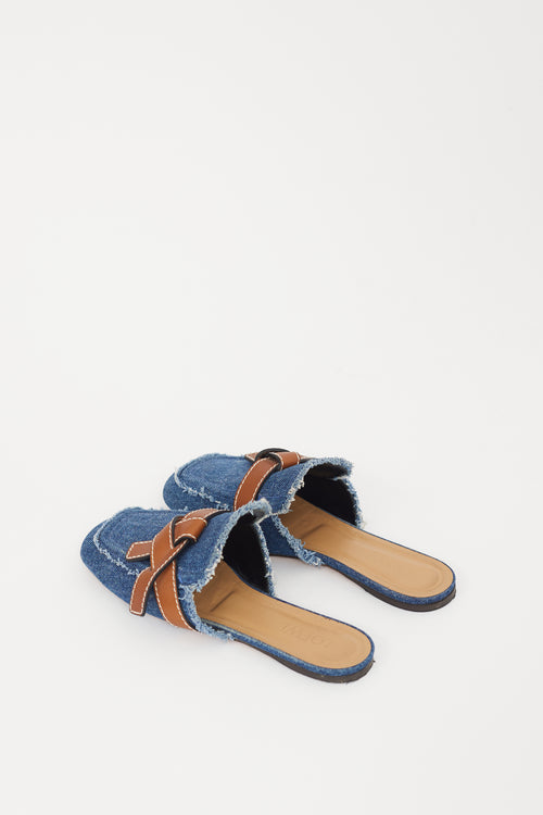 Loewe Blue 
Brown Denim Gate Mule