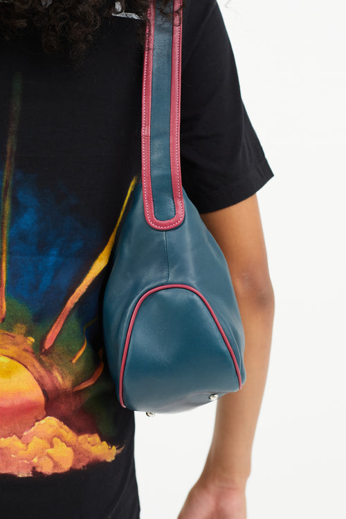 Loewe Blue 
Pink Leather Shoulder Bag