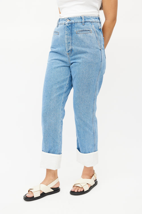 Loewe Blue Straight Leg Cuffed Denim Jeans