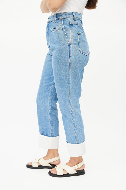 Loewe Blue Straight Leg Cuffed Denim Jeans