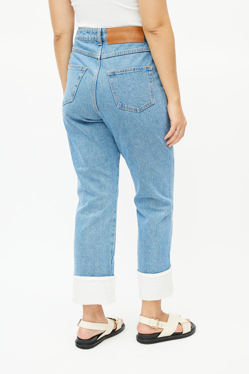 Loewe Blue Straight Leg Cuffed Denim Jeans