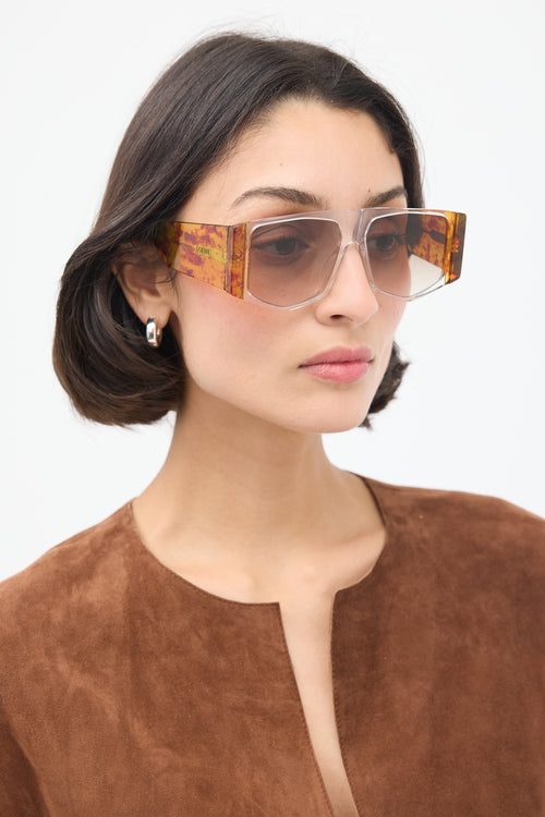 Loewe Brown 
Clear LW40026U Angular Square Sunglasses