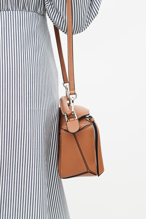 Loewe Brown Leather Mini Puzzle Bag