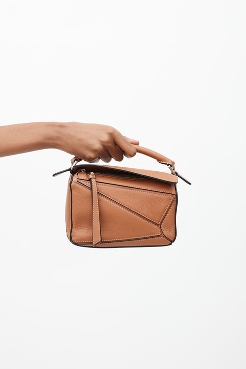 Loewe Brown Leather Mini Puzzle Bag