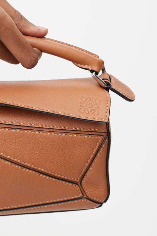 Loewe Brown Leather Mini Puzzle Bag