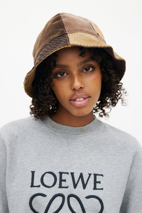 Loewe Brown Patchwork Corduroy Bucket Hat