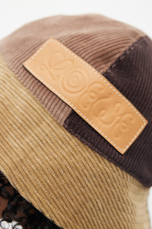 Loewe Brown Patchwork Corduroy Bucket Hat