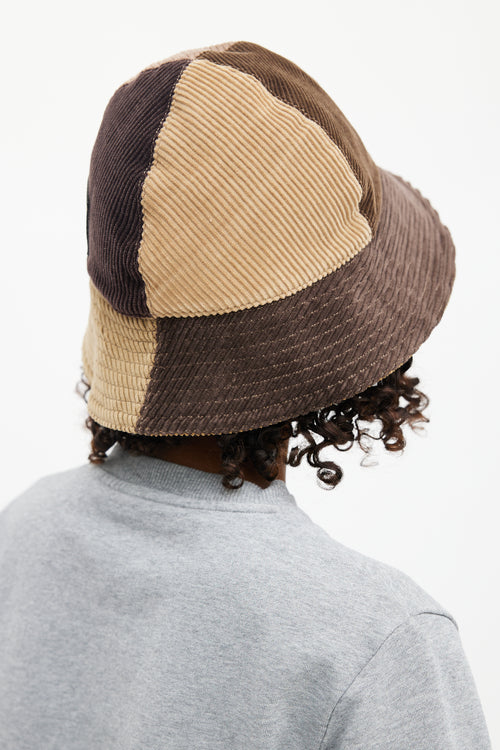 Loewe Brown Patchwork Corduroy Bucket Hat