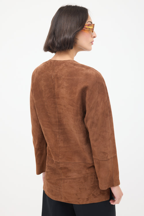 Loewe Brown Suede Panelled Tunic Top