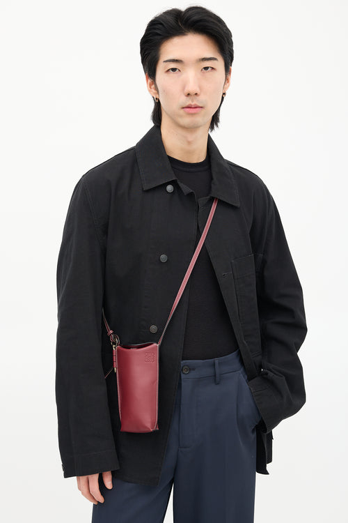 Loewe Burgundy Leather Gate Crossbody Bag