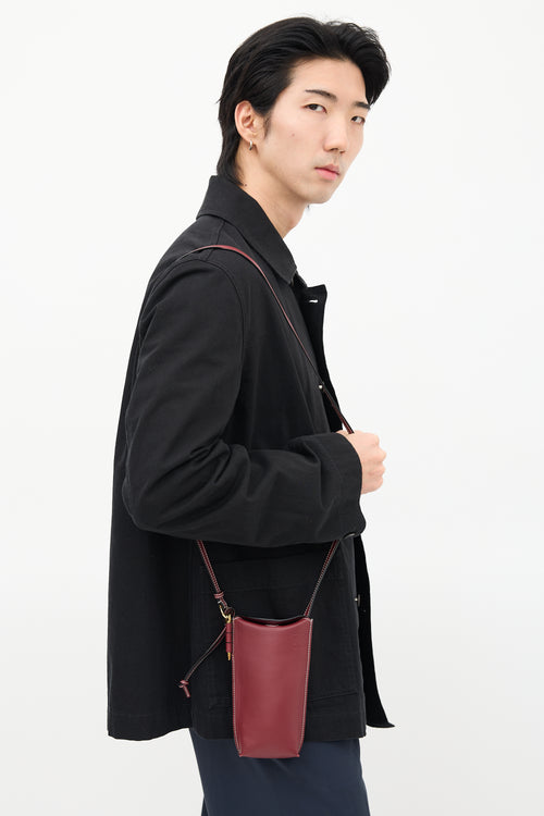 Loewe Burgundy Leather Gate Crossbody Bag