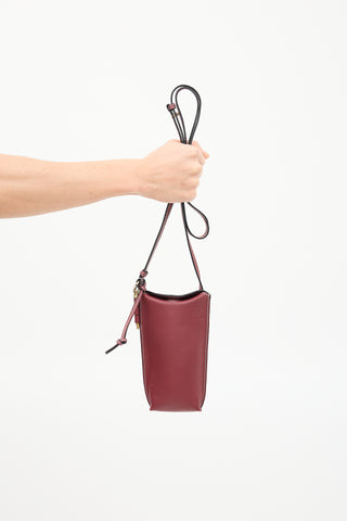 Loewe Burgundy Leather Gate Crossbody Bag