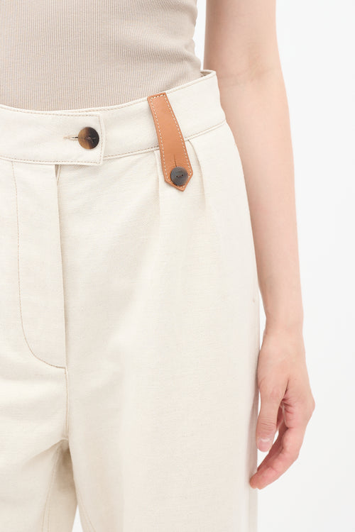 Loewe Cream Linen Wide Leg Jeans