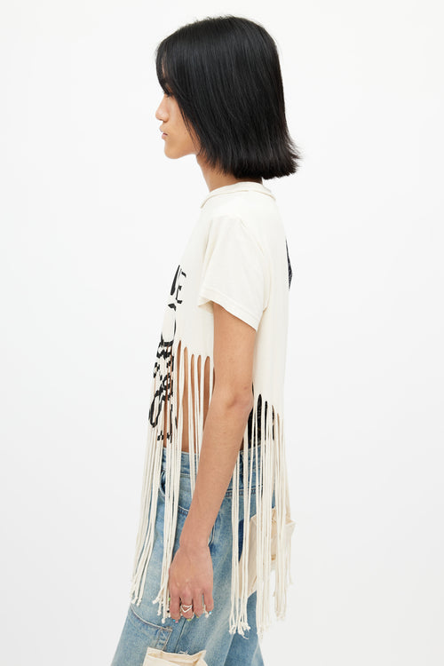 Loewe Cream 
Multicolour Fringe Logo Paisley T-Shirt