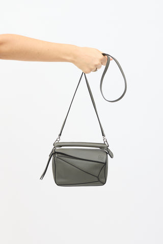 Loewe Dark Grey Leather Mini Puzzle Bag