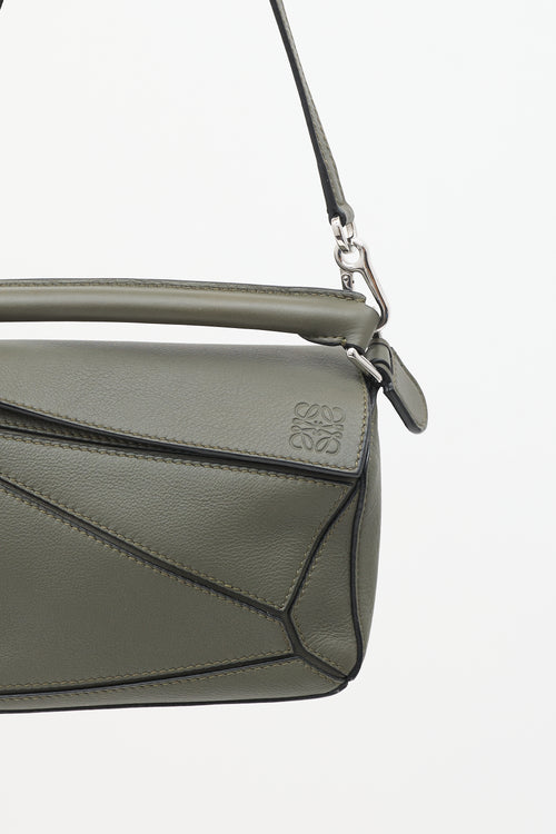 Loewe Dark Grey Leather Mini Puzzle Bag