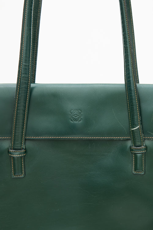 Loewe Green Leather Tote Bag