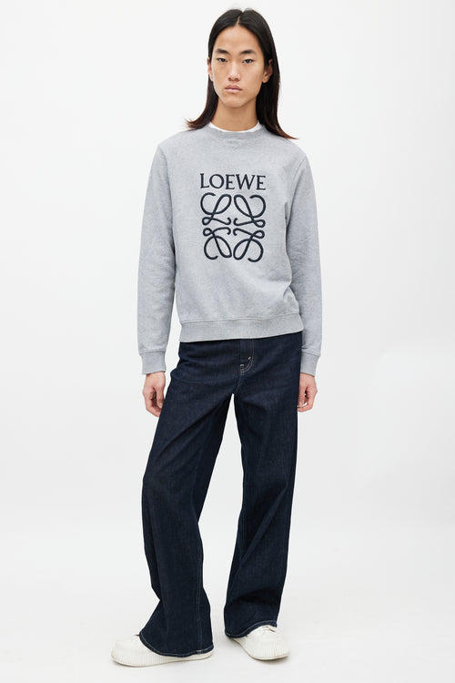 Loewe Grey 
Black Logo Sweatshirt