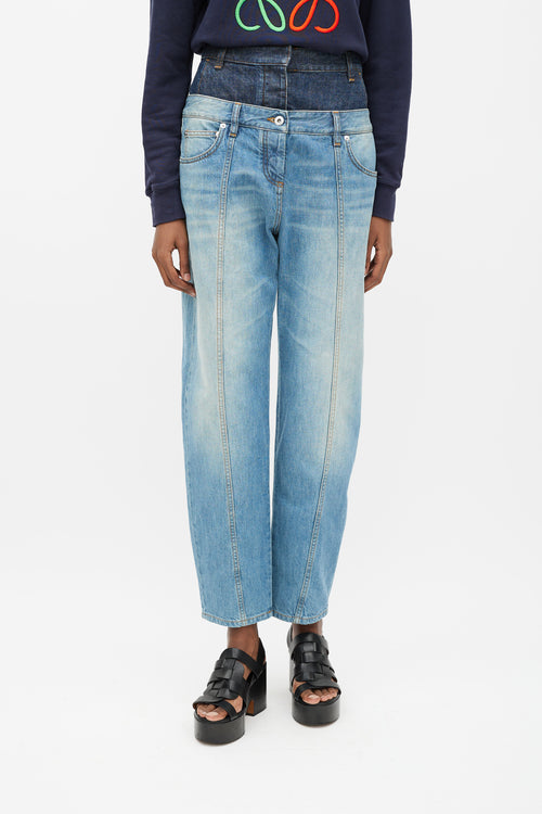 Loewe Light 
Dark Wash Double Waist Band Jeans