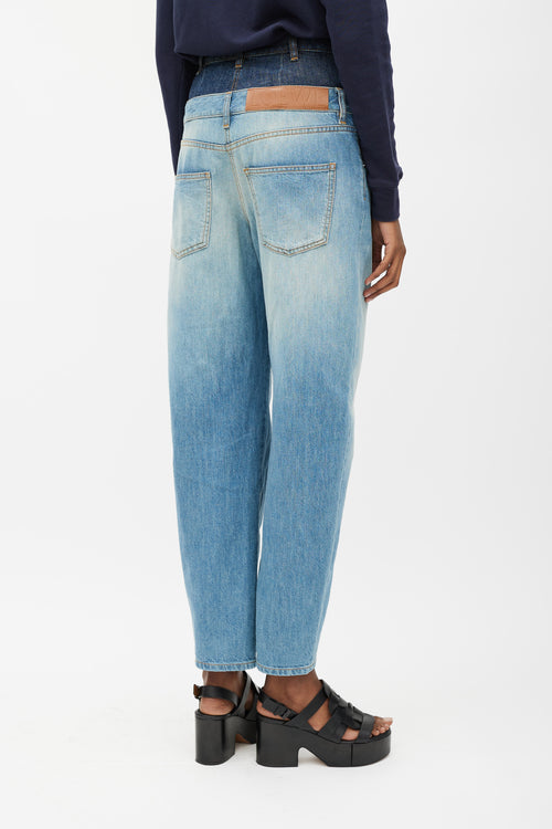 Loewe Light 
Dark Wash Double Waist Band Jeans