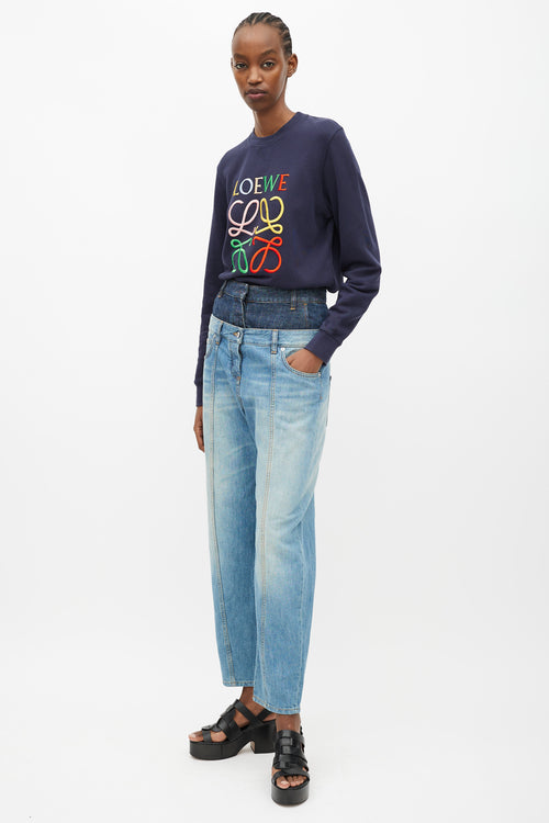 Loewe Navy 
Mutlicolour Embroidered Logo Sweater