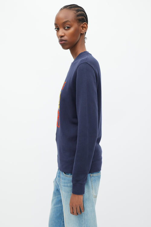 Loewe Navy 
Mutlicolour Embroidered Logo Sweater