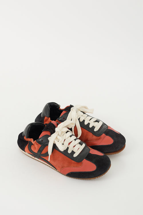 Loewe Orange 
Black Suede Ballet Sneaker