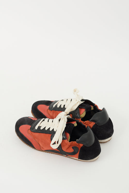 Loewe Orange 
Black Suede Ballet Sneaker