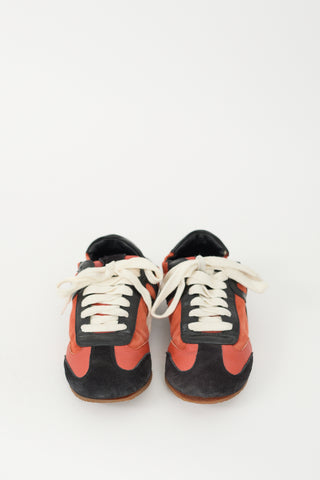 Loewe Orange 
Black Suede Ballet Sneaker