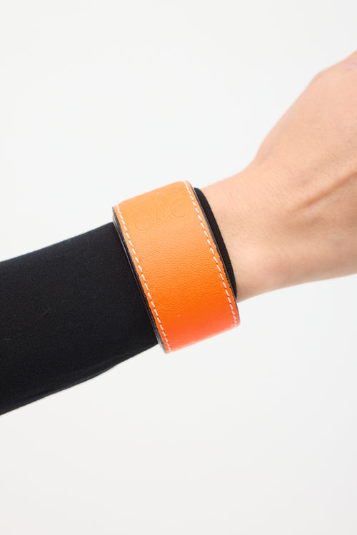 Loewe Orange Leather Slap Bracelet