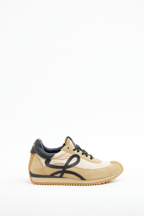 Loewe Gold 
Black Nylon Suede Flow Sneaker