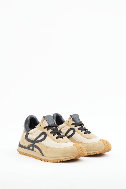 Loewe Gold 
Black Nylon Suede Flow Sneaker