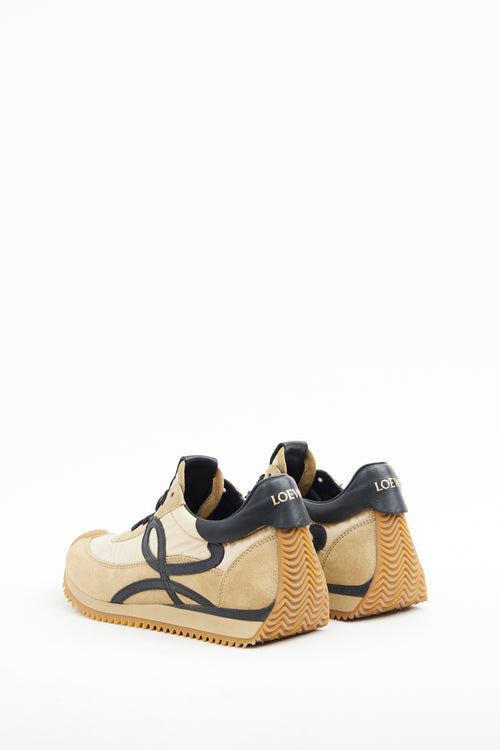 Loewe Gold 
Black Nylon Suede Flow Sneaker