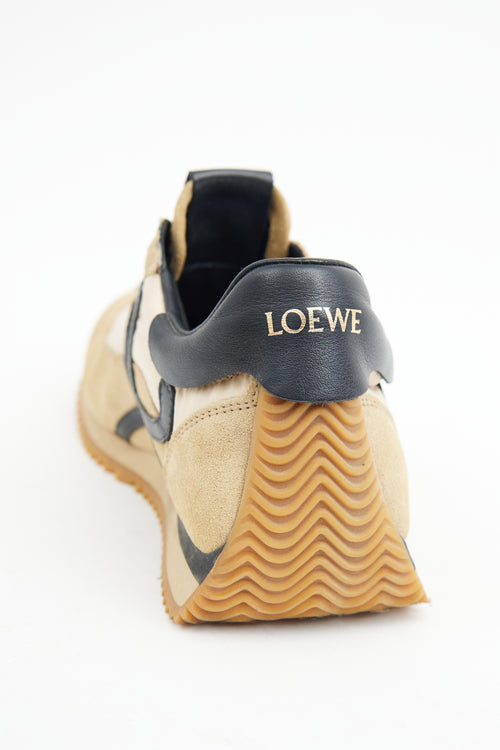 Loewe Gold 
Black Nylon Suede Flow Sneaker