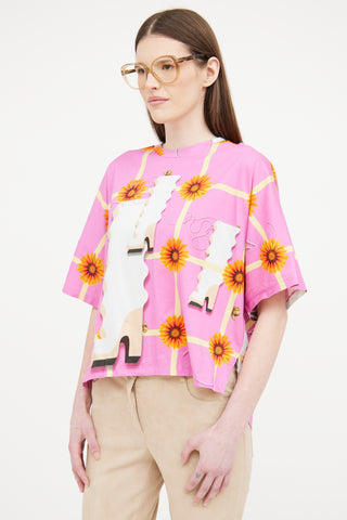 Loewe Pink Multi Colour Floral Boot Print Top