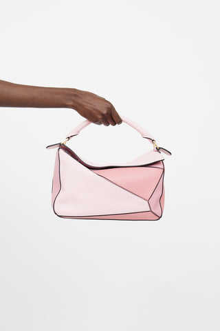 Pink Leather Medium Puzzle Bag