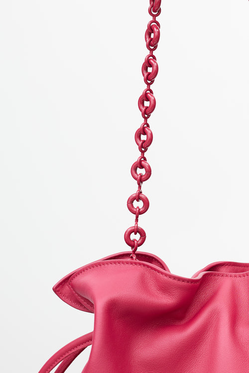 Loewe Pre-Spring 2023 Fuchsia Leather Medium Flamenco Clutch Bag