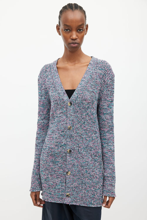 Loewe Purple 
Blue Wool Knit Cardigan