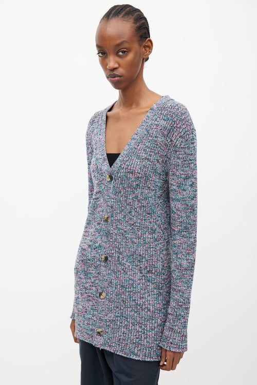 Loewe Purple 
Blue Wool Knit Cardigan