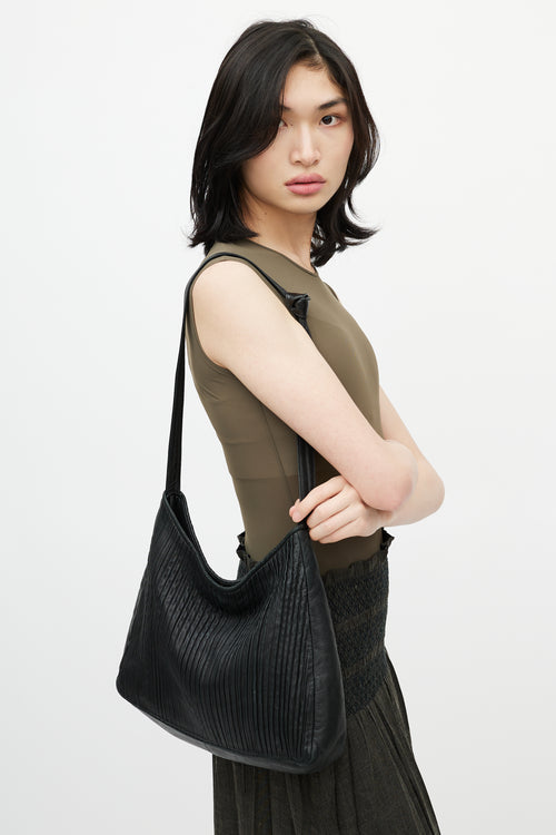 Loewe Vintage Black Pleated Shoulder Bag