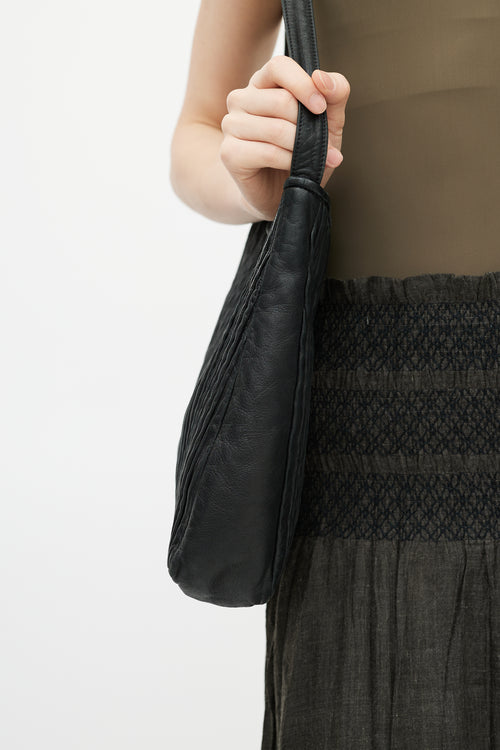 Loewe Vintage Black Pleated Shoulder Bag